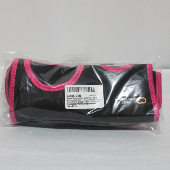 Copper Compression Orthopedic Night Time Pink Wrist Support Brace - Picture 1 of 4